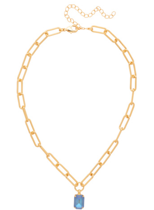 Sorrelli Nia Emerald Pendant Necklace - Bright Gold Ocean Delite - Gabrielle's Biloxi