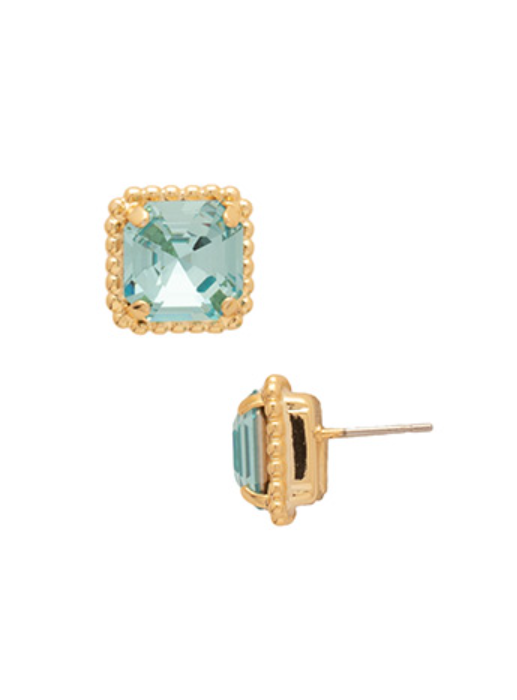 Sorrelli Izzy Decorated Stud Earrings - Bright Gold Aquamarine - Gabrielle's Biloxi