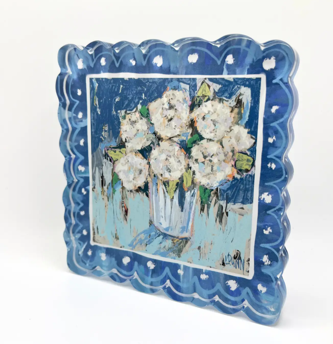 Scalloped Blue Hydrangea Acrylic Block - Gabrielle's Biloxi