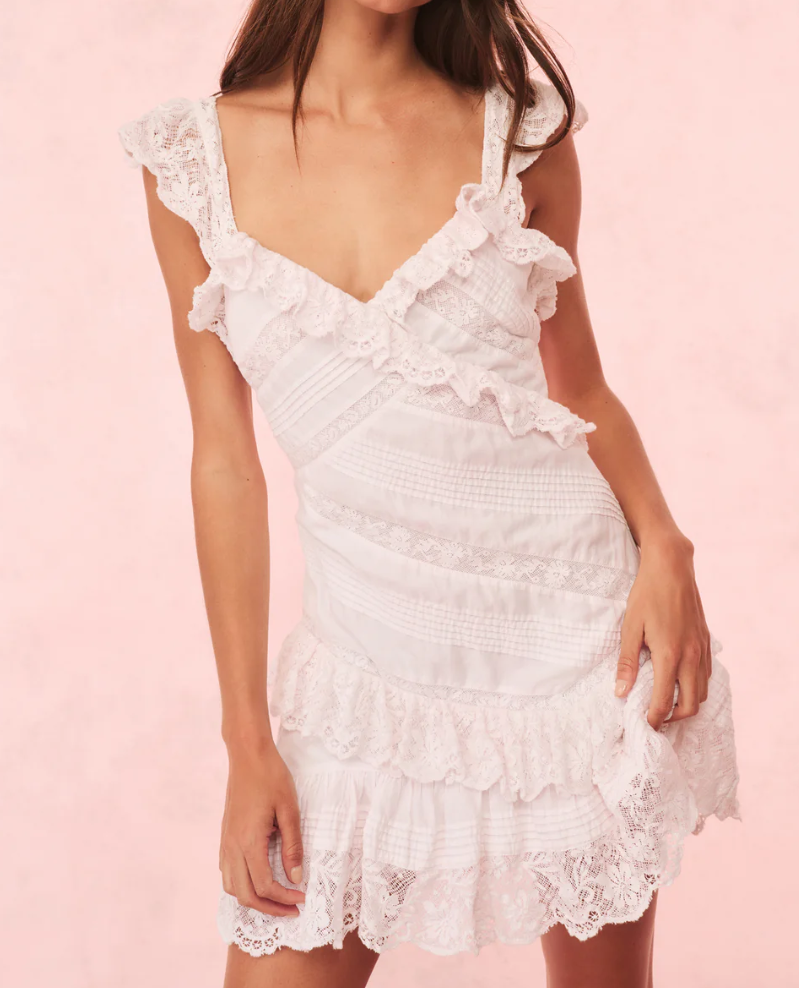 Bensley Cotton & Lace Mini Dress Tonal Pink / 6 Bensley Cotton & Lace Mini Dress Tonal Pink / 6