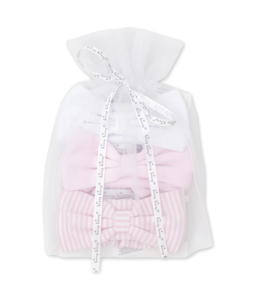 Kissy Kissy 3 Pack Headband Set w/ Tulle Bag - Pink Stripe - Gabrielle's Biloxi