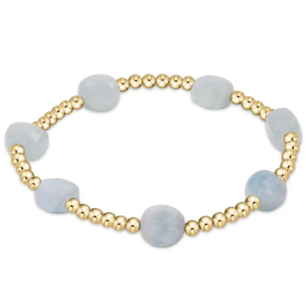 ENewton Admire Gold 3mm Bead Bracelet - Aquamarine - Gabrielle's Biloxi