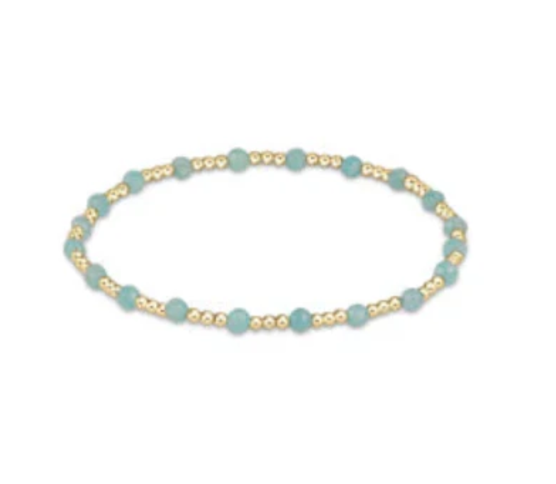 ENewton Gemstone Gold Sincerity Pattern 3mm Bead Bracelet - Amazonite - Gabrielle's Biloxi