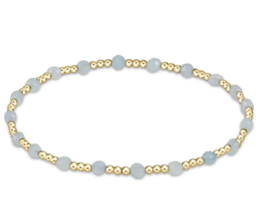 ENewton Gemstone Gold Sincerity Pattern 3mm Bead Bracelet - Aquamarine - Gabrielle's Biloxi