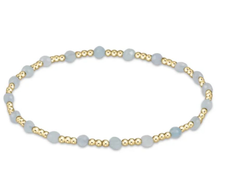 ENewton Gemstone Gold Sincerity Pattern 3mm Bead Bracelet - Aquamarine - Gabrielle's Biloxi