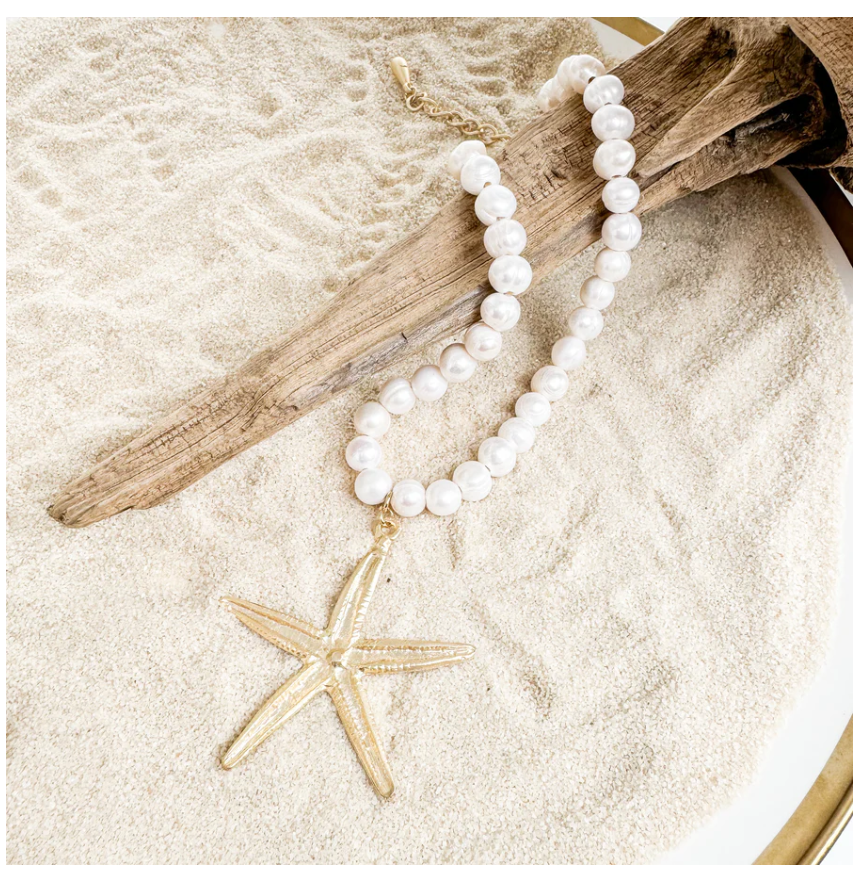 Virtue Starfish on Potato Pearls  - White - Gabrielle's Biloxi