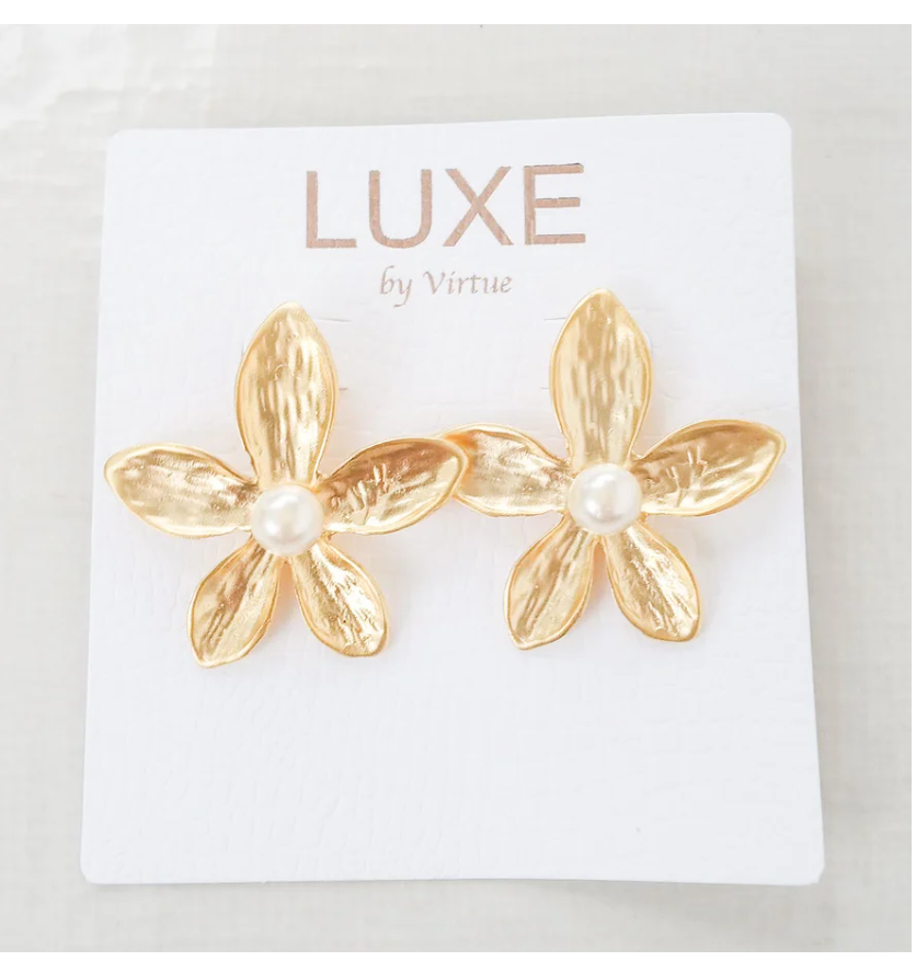 The Tracy Luxe Gold Flower with Pearl Center - Gabrielle's Biloxi