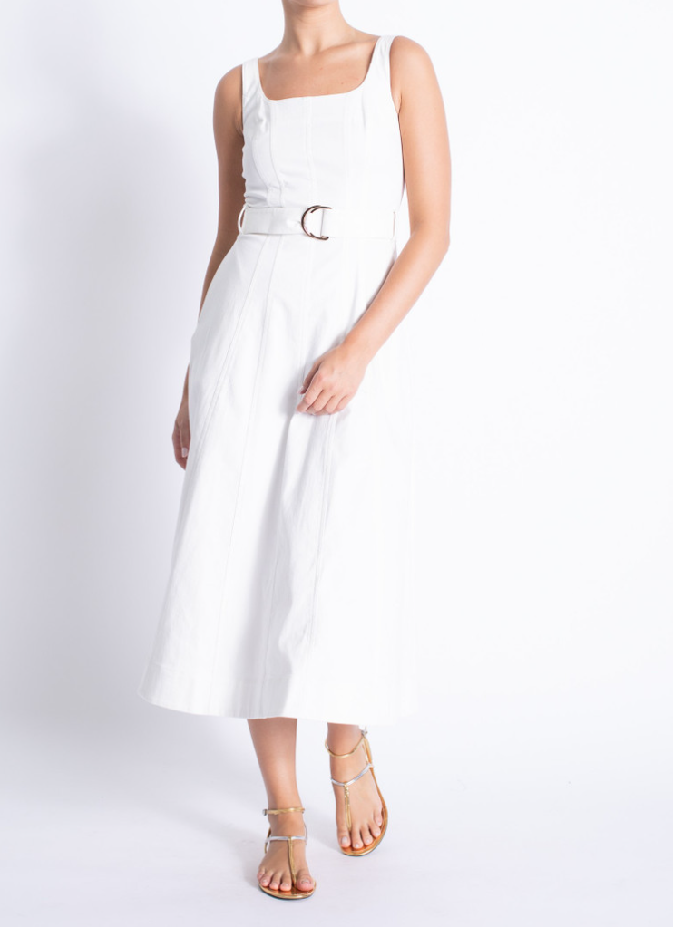 Karina Grimaldi Liliana Denim Midi Dress - White - Gabrielle's Biloxi