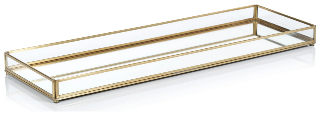 Celine Metal Edged Mirrored Glass Vanity Tray - Large - Gabrielle's Biloxi