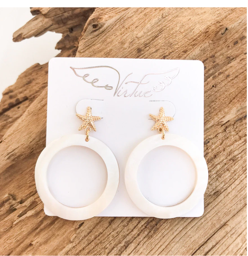 Virtue Starfish Stud with Shell Hoop - Gabrielle's Biloxi