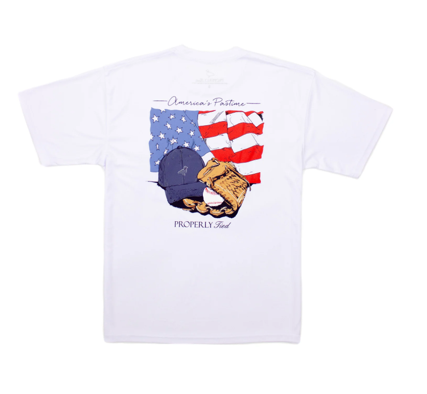 Properly Tied Performance Tee SS - America's Pasttime - Gabrielle's Biloxi