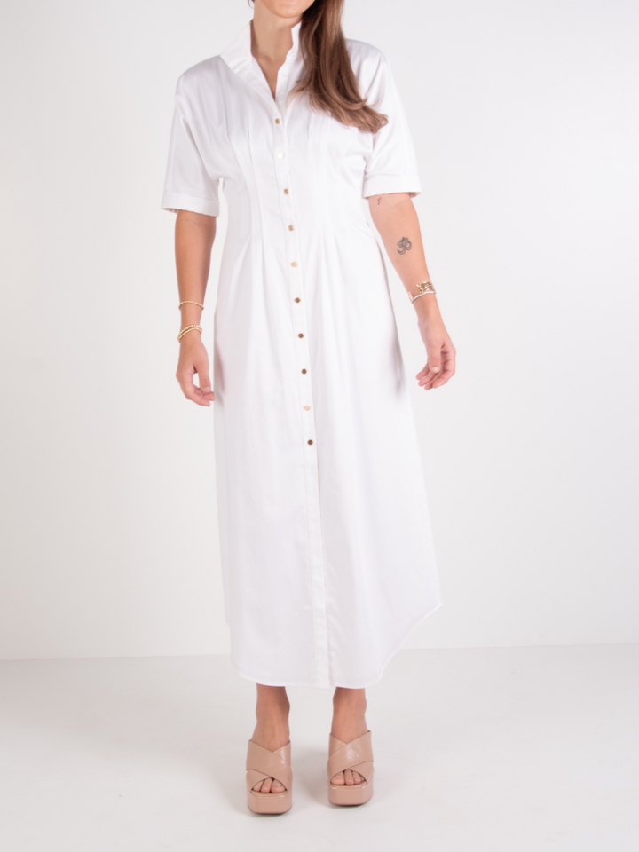 Emily McCarthy Georgia Dress - White Cotton Poplin - Gabrielle's Biloxi