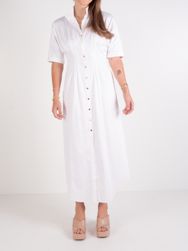 Emily McCarthy Georgia Dress - White Cotton Poplin - Gabrielle's Biloxi