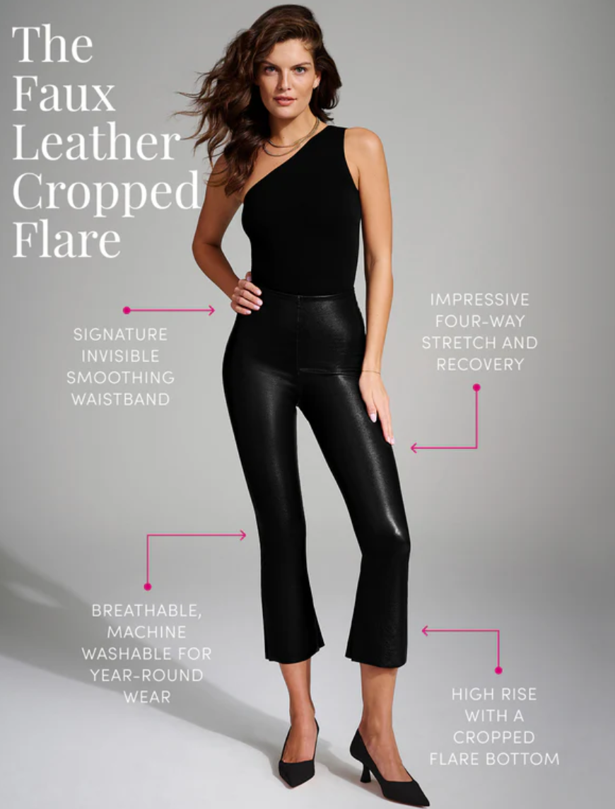 Commando Faux Leather Cropped Flare - Black - Gabrielle's Biloxi