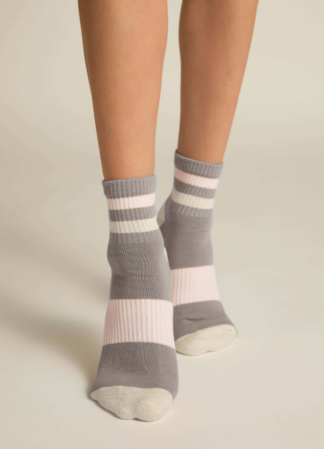 Faceplant Dreams Bamboo Retro Shorty Sock - Grey/Pink - Gabrielle's Biloxi