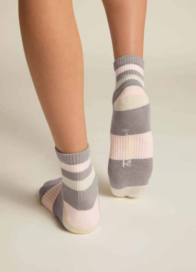 Faceplant Dreams Bamboo Retro Shorty Sock - Grey/Pink - Gabrielle's Biloxi