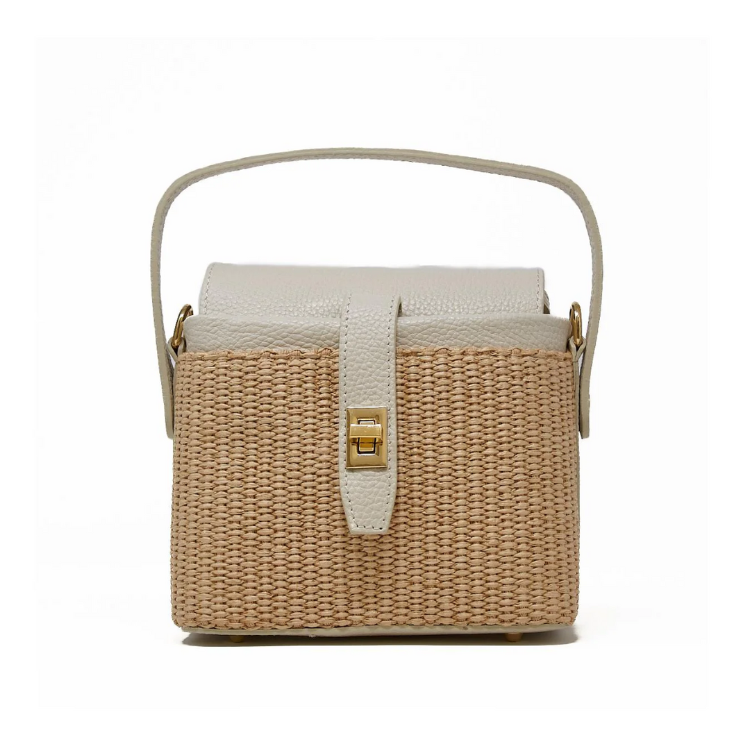 German Fuentes Rattan Leather Handbag - Ivory - Gabrielle's Biloxi