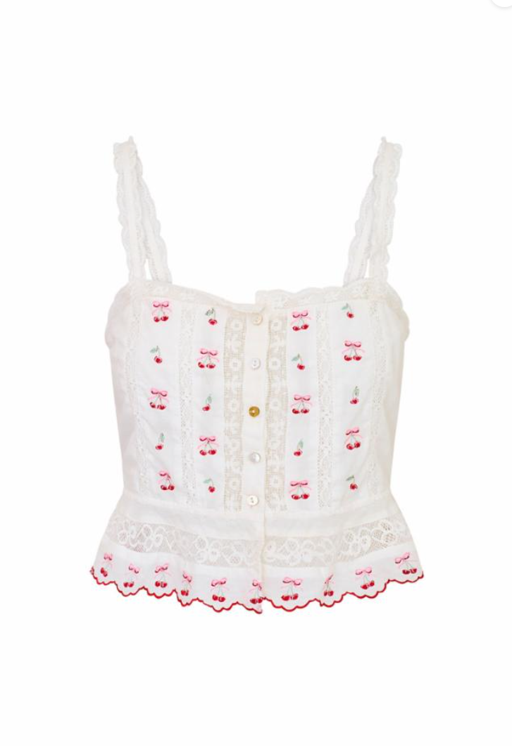 Love Shack Fancy Vietta Top - Optic White - Gabrielle's Biloxi