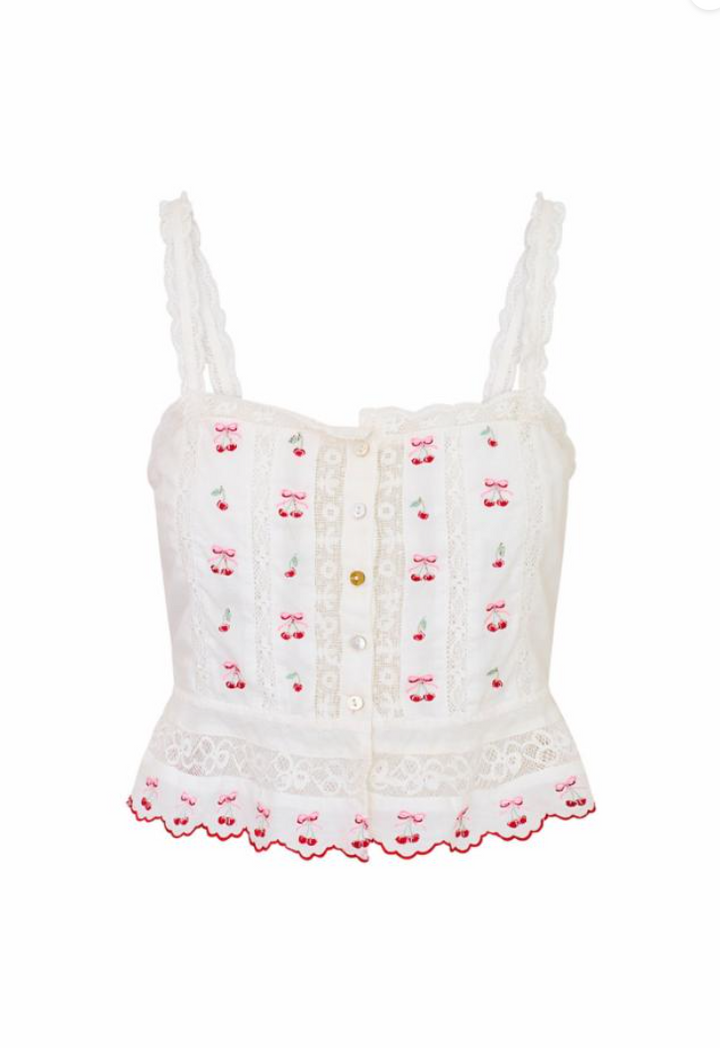 Love Shack Fancy Vietta Top - Optic White - Gabrielle's Biloxi