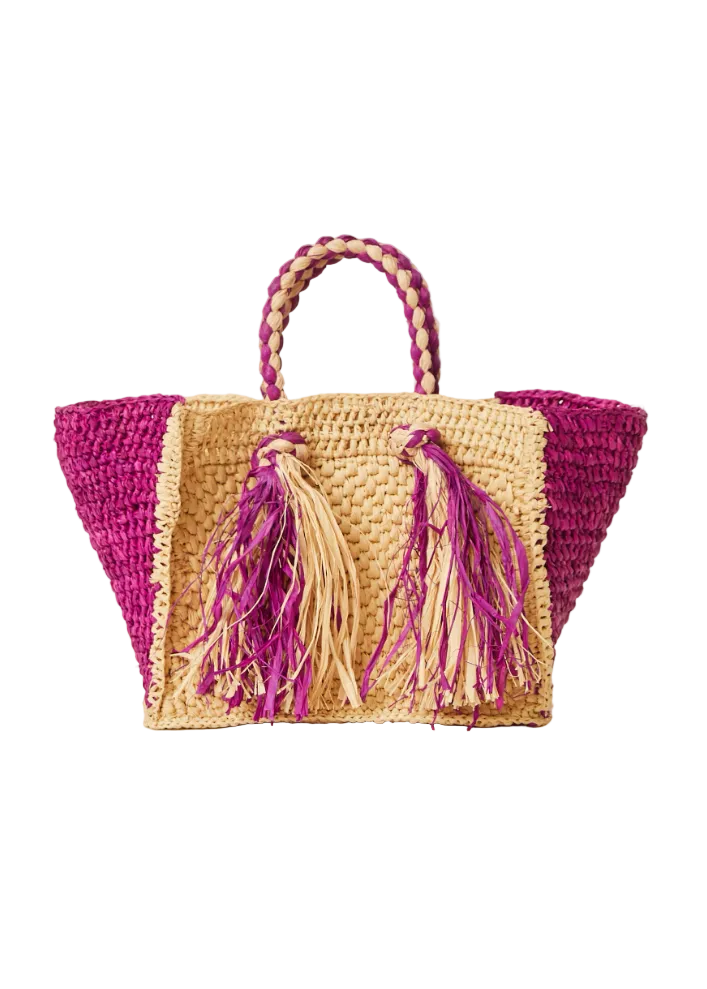 BTB Los Angeles Lucas Mini Tote - Natural/Magenta - Gabrielle's Biloxi