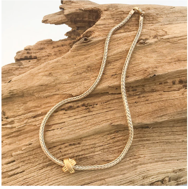 Virtue X Crossover Bead on Gold Python Necklace - Gabrielle's Biloxi