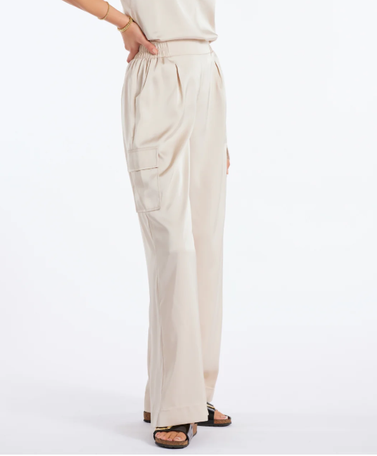 Bishop & Young Pull-on Satin Cargo Pant - Sand - Gabrielle's Biloxi