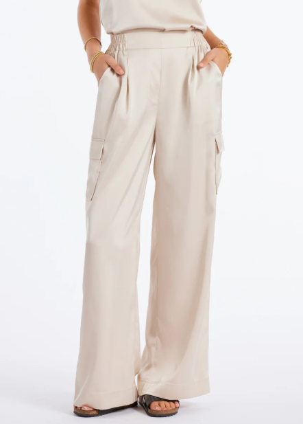 Bishop & Young Pull-on Satin Cargo Pant - Sand - Gabrielle's Biloxi