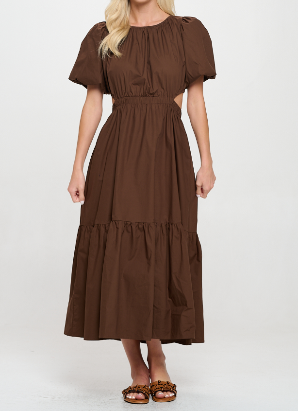 Meet me in Santorini Brown Poplin Maxi Dress - Brown - Gabrielle's Biloxi