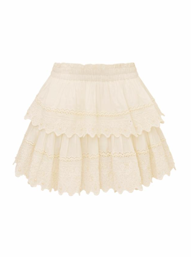 Love Shack Fancy Ruffle Mini Skirt - Off White - Gabrielle's Biloxi