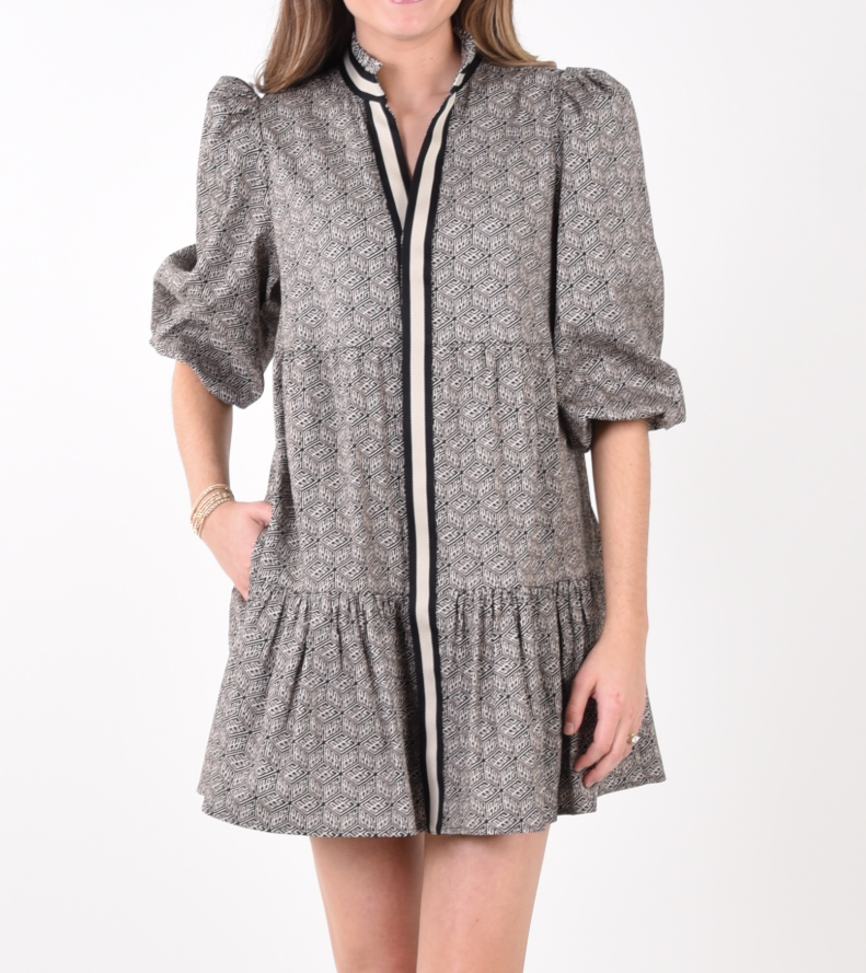 Emily McCarthy Sadie	Dress - Black	Tonal Monogram - Gabrielle's Biloxi