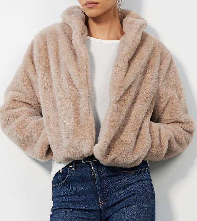 Bobi Shawl Collar Cropped Coat - Taupe - Gabrielle's Biloxi