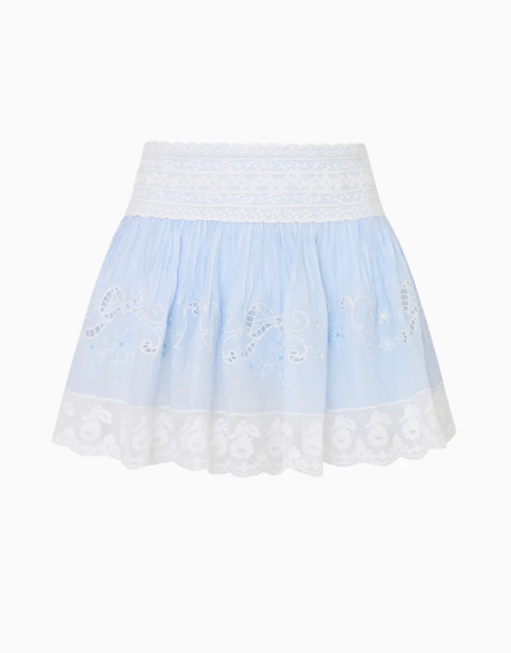 Love Shack Fancy Levant Skirt - Pale Blue - Gabrielle's Biloxi