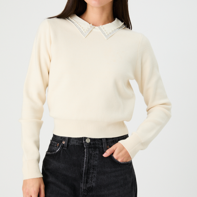 French Connection Avea Knit Embellished Collar - Gabrielle's Biloxi