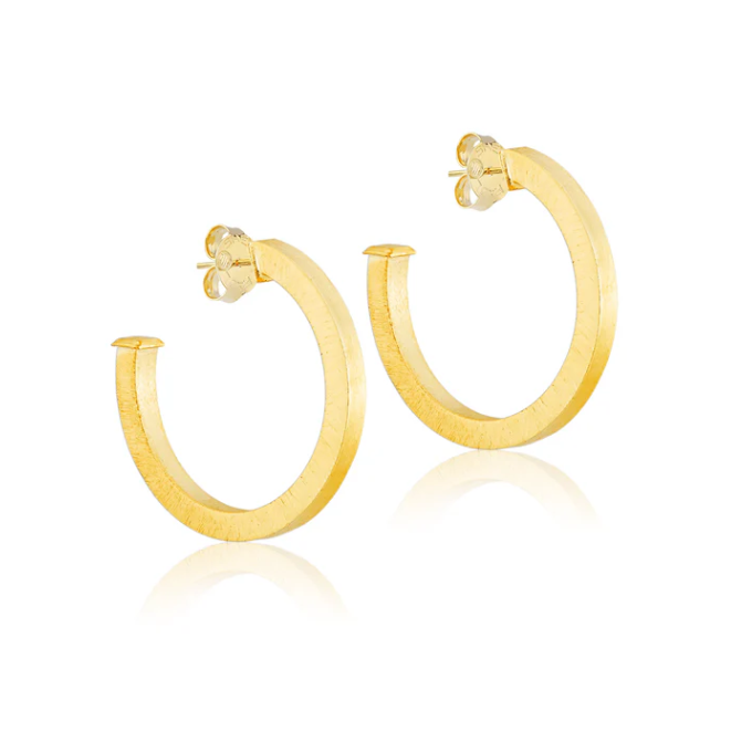 Sheila Fajl Taranto Hoops - Brushed 18K Gold - Gabrielle's Biloxi