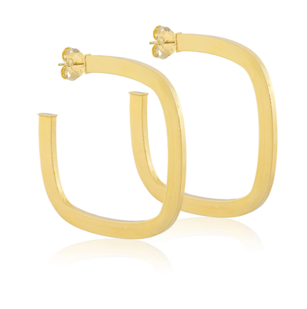Sheila Fajl Square Elisa Hoops - Brushed Gold - Gabrielle's Biloxi