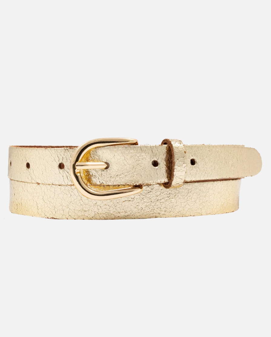 Eva Metallic Leather Belt - Gold - Gabrielle's Biloxi