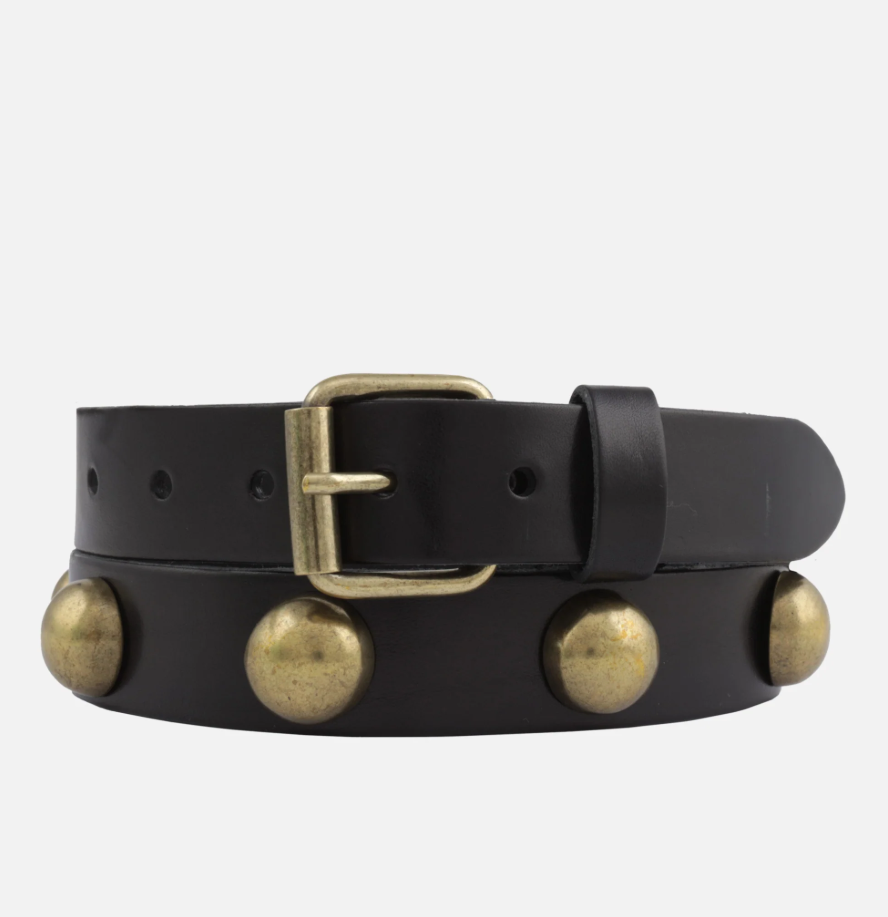 Leather Studded Statement Belt - Black/Gold - Gabrielle's Biloxi