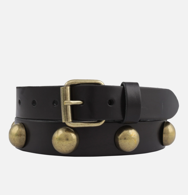 Leather Studded Statement Belt - Black/Gold - Gabrielle's Biloxi