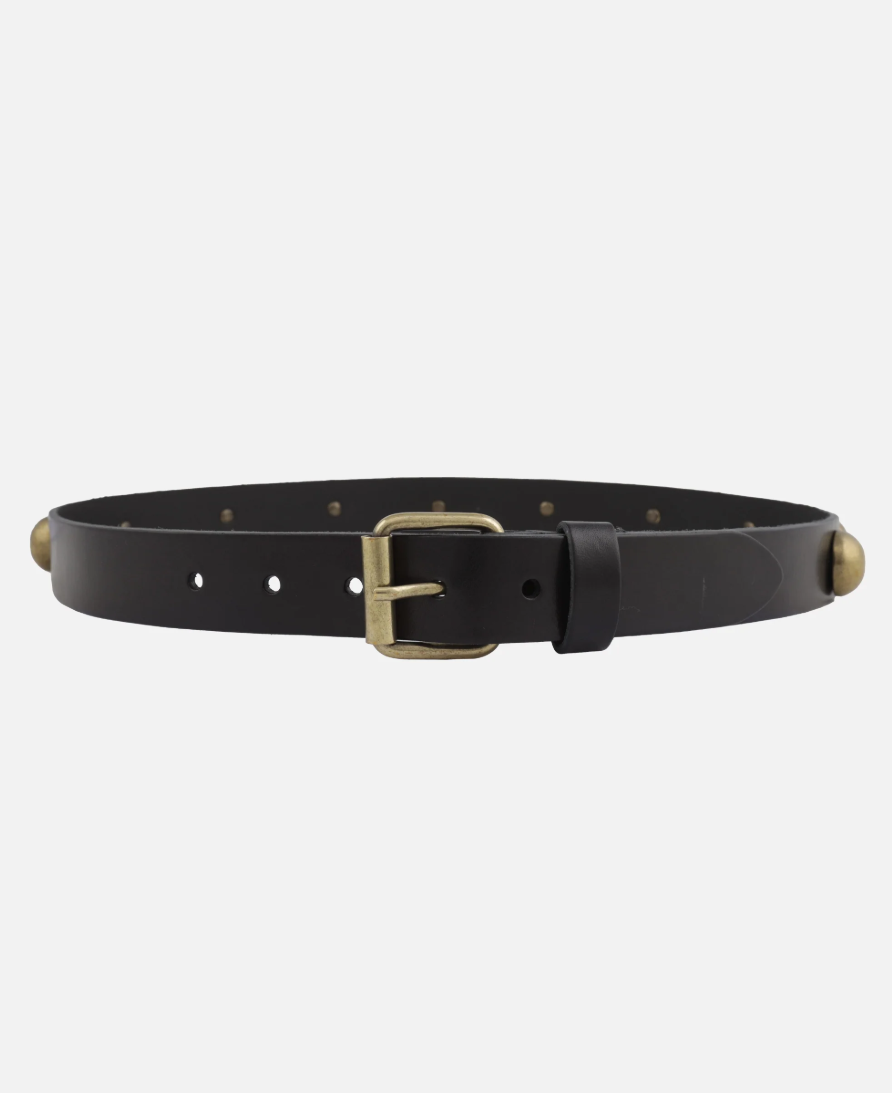 Leather Studded Statement Belt - Black/Gold - Gabrielle's Biloxi