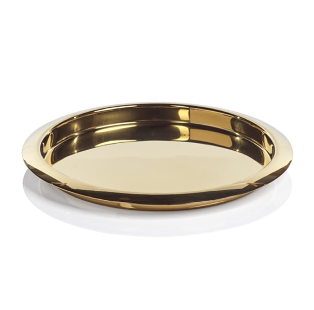 Zodax Stainless Steel Gold Round Serving Tray - Gabrielle's Biloxi
