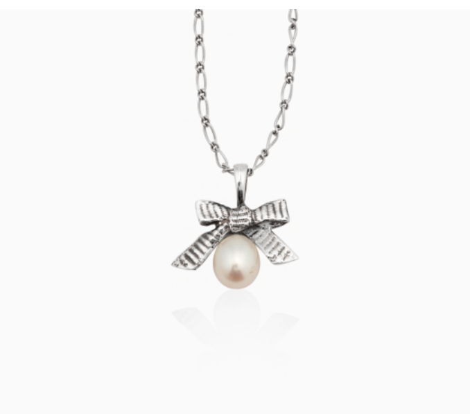 Mignon Faget Petit Bow Pearl Pendant Necklace - Gabrielle's Biloxi
