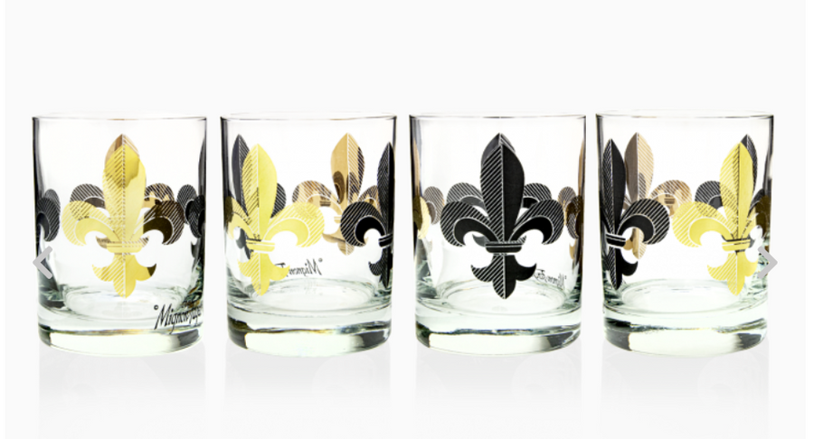 Mignon Faget Fleur de Lis Black and Gold Glasses - Gabrielle's Biloxi