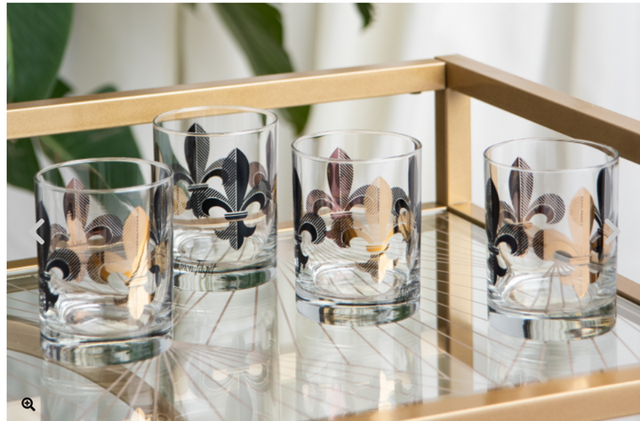 Mignon Faget Fleur de Lis Black and Gold Glasses - Gabrielle's Biloxi