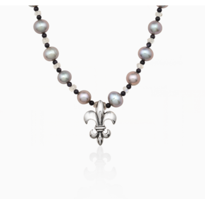 Mignon Faget Fleur de Lis Pearl Moonstone Necklace - Gabrielle's Biloxi