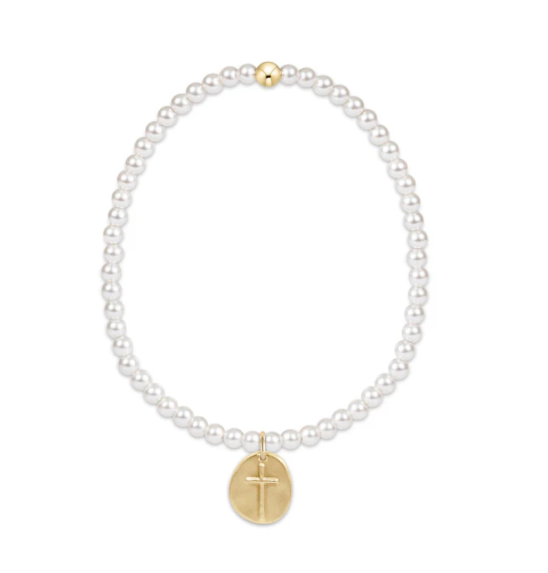 ENewton Classic Pearl 3mm Bead Bracelet - Inspire Small Gold Charm - Gabrielle's Biloxi