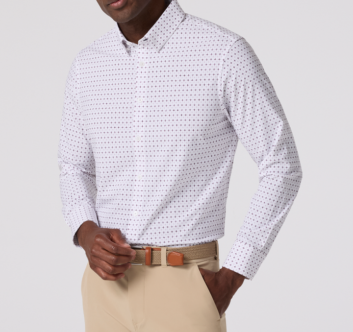 Mizzen+Main Leeward	LS Dress Shirt - Eggplant Hatch Mark - Gabrielle's Biloxi
