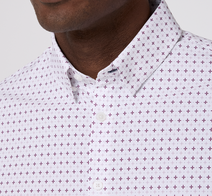 Mizzen+Main Leeward	LS Dress Shirt - Eggplant Hatch Mark - Gabrielle's Biloxi
