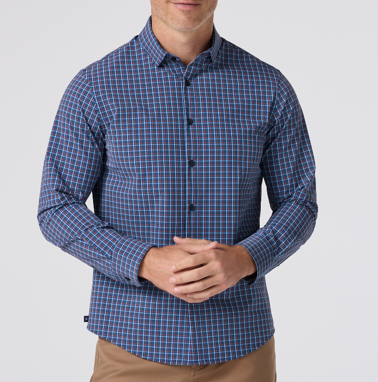 Leeward	No Tuck LS Dress Shirt - Cobalt Doug Plaid - Gabrielle's Biloxi