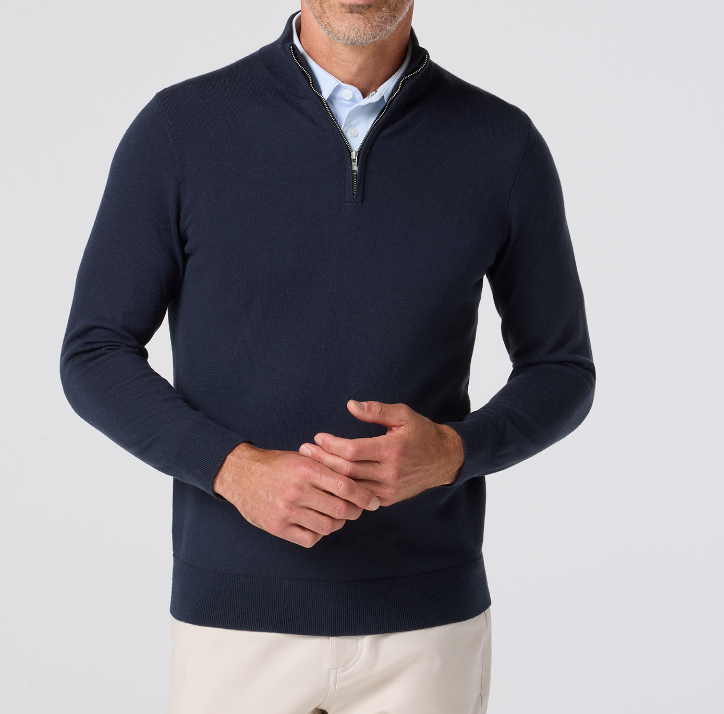 Mizzen+Main Heritage	Quarter Zip Sweater - Navy - Gabrielle's Biloxi