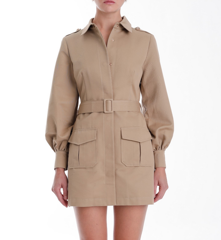 Karina Grimaldi Tiffany Mini Dress - Khaki - Gabrielle's Biloxi